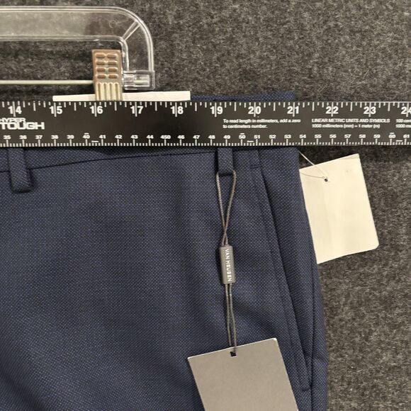 Van Heusen Manvell Dress Pants Men's 42x32 Navy Blue Slacks Flat Front Trousers - Picture 9 of 12